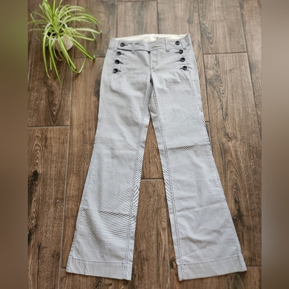 G1 Sailor Goods Pants - NWOT Anthropologie G1 Sailor Goods navy pinstripe wide leg sailor front trousers